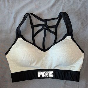 PINK Gray & Black Sports Bra Size Small NEVER WORN